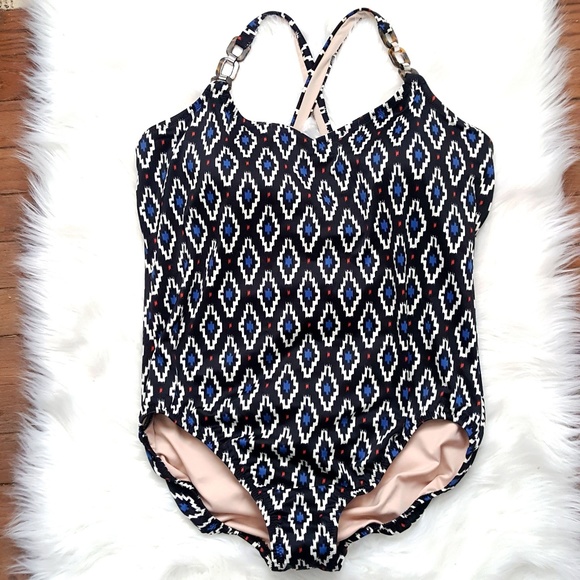 Lands' End Other - Lands' End diamond black one piece swimsuit sz 18